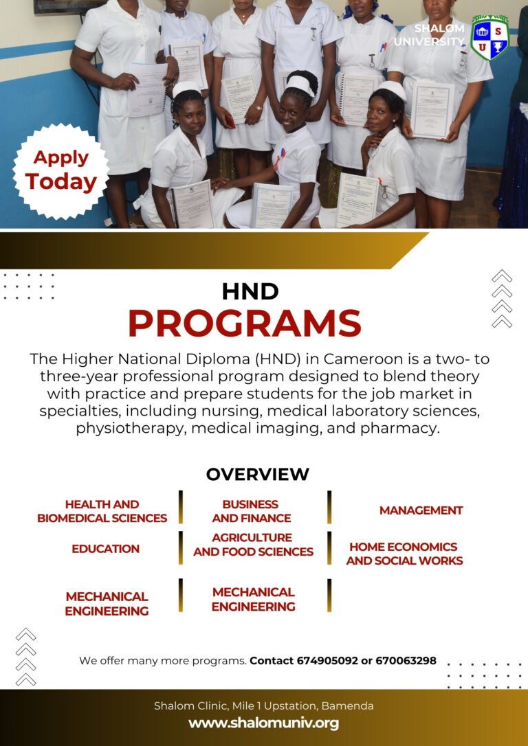 HND Programs Shalom University Admission Flyer