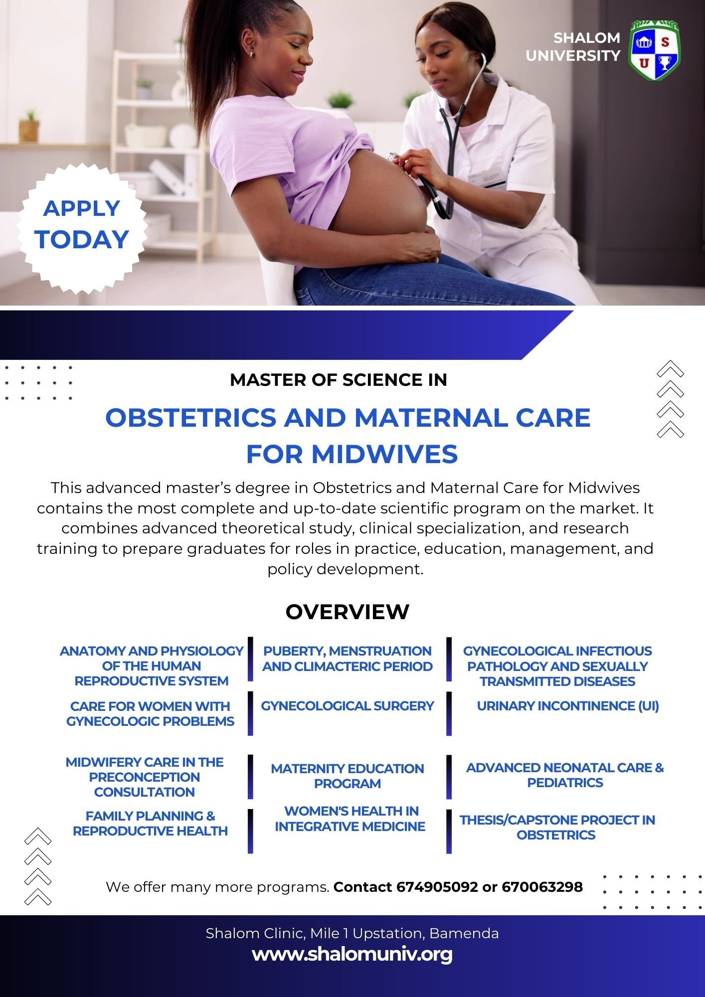 Shalom University Master of Science (MSc) in Obstetrics And Maternal Care Midwives