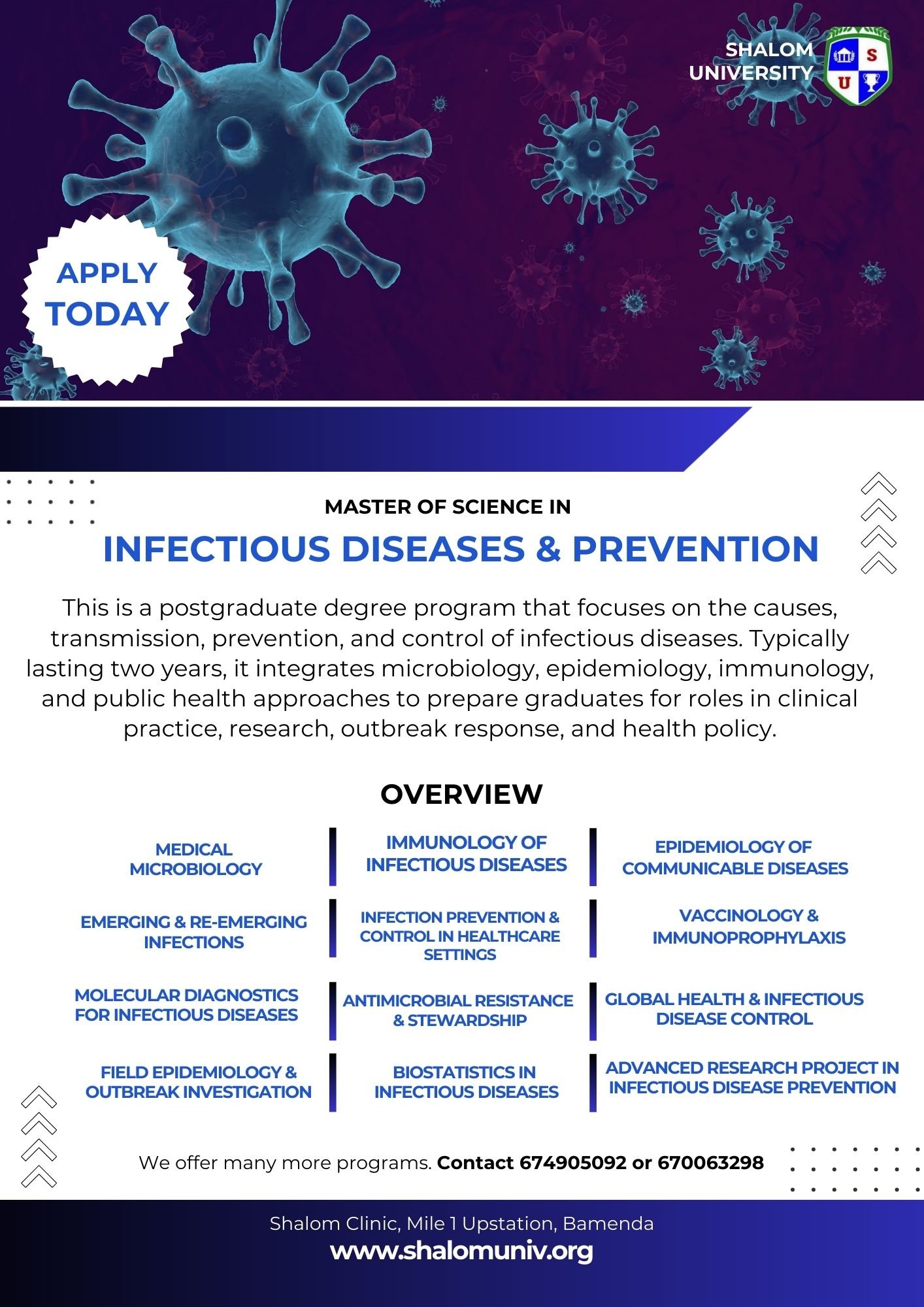 Master of Science (MSc) in Infectious Diseases and Prevention