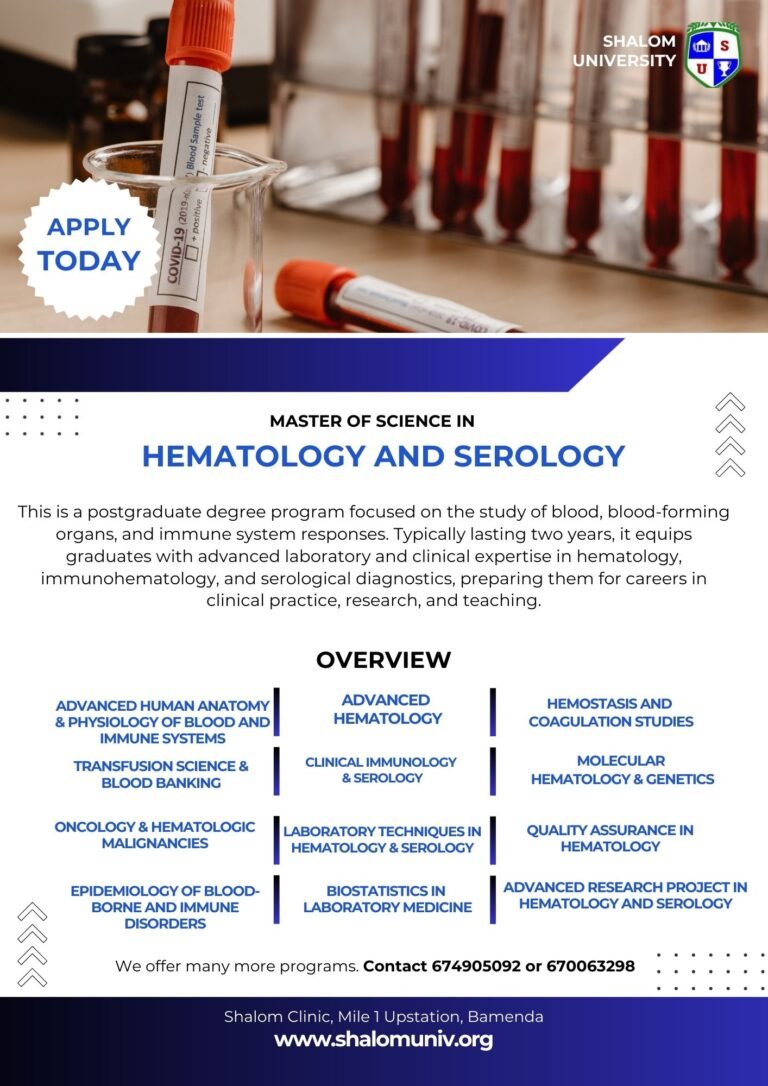 Shalom University Master of Science in Hematology and Serology