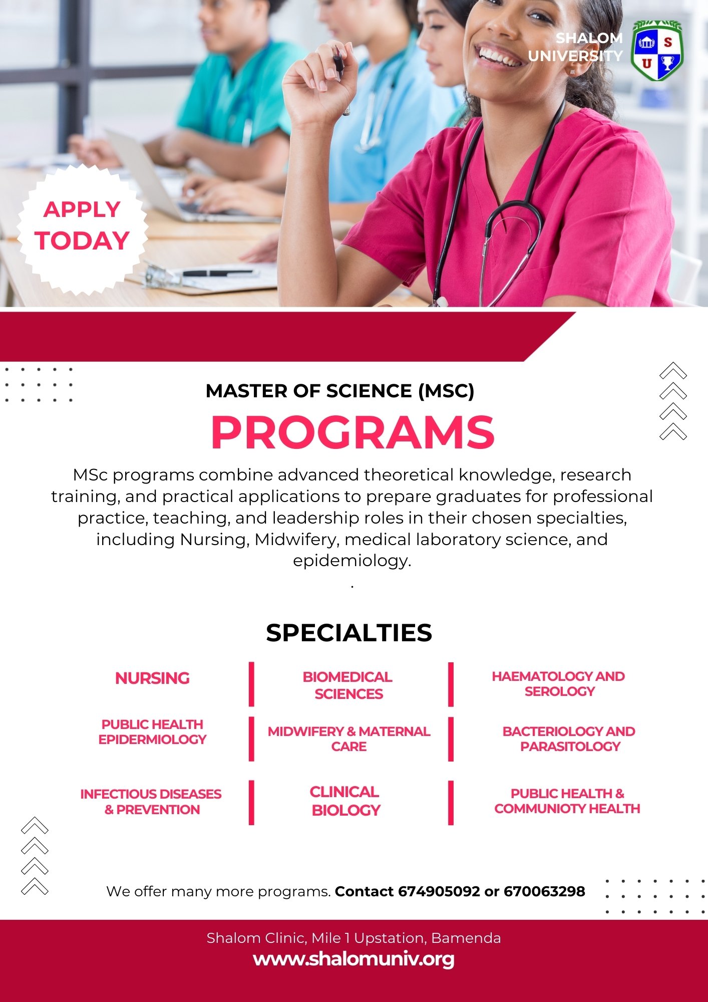 Master of Science (MSc) Programs at Shalom University | Public Health, Nursing, Biomedical Sciences & More