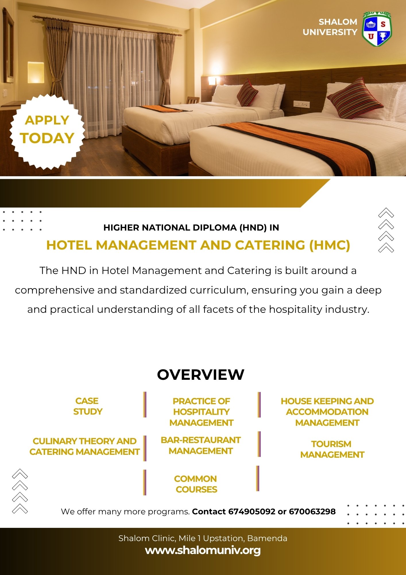 HND in Hotel Management and Catering